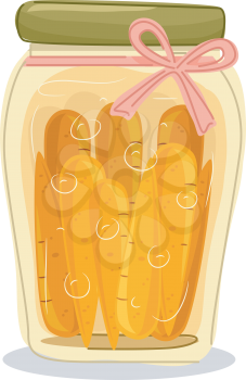 Illustration of a Jar Filled With Preserved Carrots