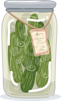 Illustration of a Jar Filled With Pickled Cucumbers