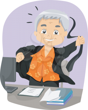 Illustration of a Senior Citizen Taking Off His Business Suit