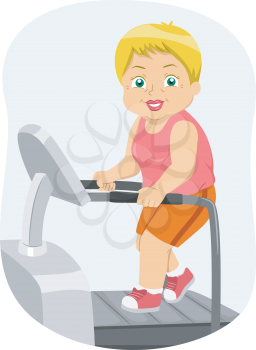 Illustration of a Female Senior Citizen Running on a Treadmill