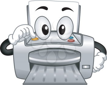 Mascot Illustration of a Printer Turning Itself On