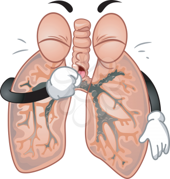 Mascot Illustration of the Lungs Coughing Violently