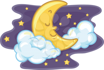Mascot Illustration of the Moon Sleeping Peacefully