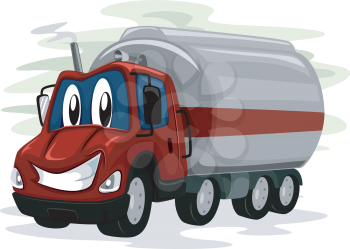 Mascot Illustration of an Oil Truck Flashing a Wide Grin