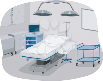 Illustration of an Operating Room Complete with Operating Table and Surgical Equipment