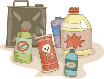 Illustration of a Variety of Pesticides in Different Containers