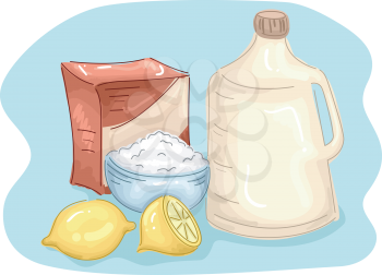 Illustration of a Group of Natural Cleaning Solutions