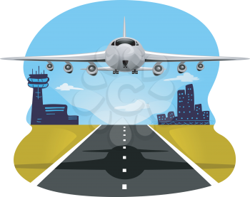 Illustration of an Airplane Taking Off from the Runway
