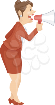 Illustration of a Corporate Girl using a Megaphone