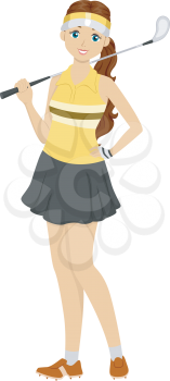 Illustration of a Teen Girl holding a Golf Club