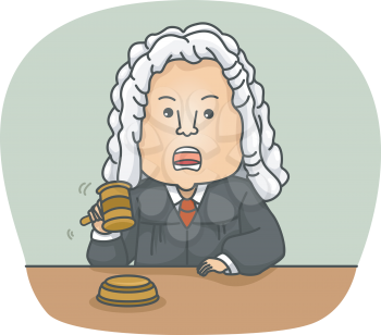 Illustration of an Angry Judge Wearing Traditional Clothing