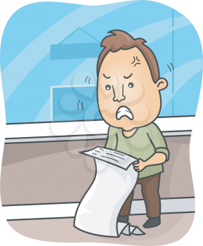 Illustration of a Man Angry Over the Numbers on His Billing Statement