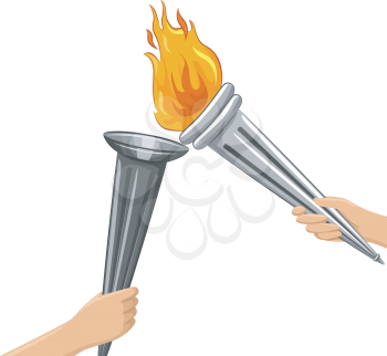 Illustration of a Torchbearer Lighting Another Torch