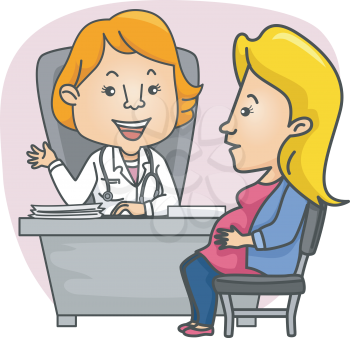 Illustration of a Pregnant Girl consulting with her Ob-Gyn