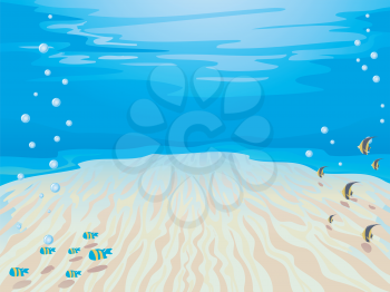 Colorful Illustration of a Stretch of Sand Under the Sea