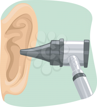 Illustration of an Otoscope Being Used to Inspect an Ear