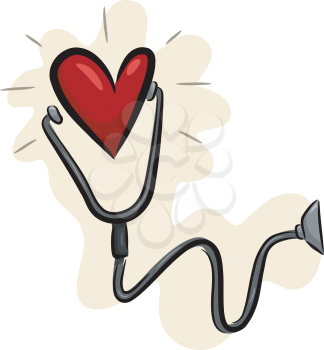 Icon Illustration of a Heart Wearing a Stethoscope