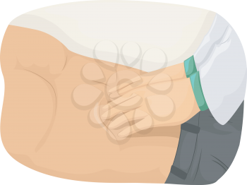 Cropped Illustration of a Doctor Checking the Abdomen of a Patient