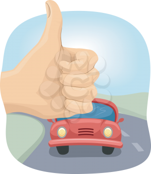 Cropped Illustration of a Person Doing the Hitchhiking Sign
