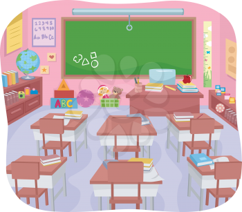Illustration of a Colorful Preschool Classroom