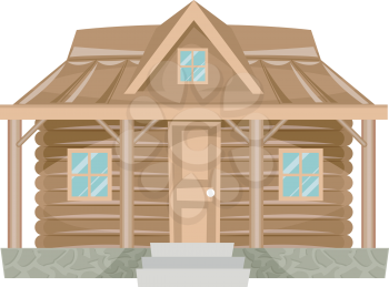 Illustration Featuring the Facade of a Log Cabin