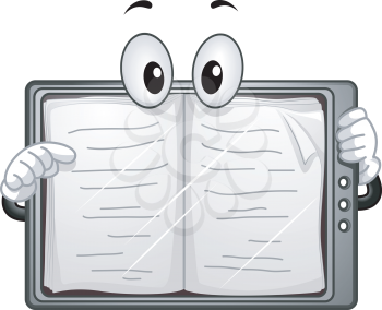 Mascot Illustration of an E-book Reader Flipping the Pages of an E-Book
