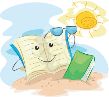 Mascot Illustration of a Book Reading by the Beach