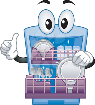Mascot Illustration of a Dishwasher Giving a Thumbs Up