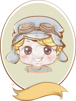 Retro Frame Illustration of a Boy Wearing an Aviator Hat