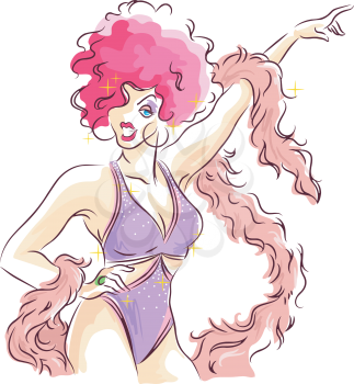 Illustration of a Heavily Made Up Drag Queen Striking a Pose