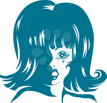 Stencil Illustration of a Drag Queen  Done in Blue Ink