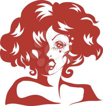 Stencil Illustration of a Drag Queen Done in Red Ink