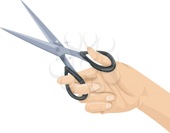 Cropped Illustration of a Hand Holding a Pair of Scissors