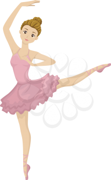 Illustration of a Teenage Ballerina Striking a Pose