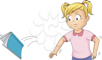 Illustration of an Angry Girl Throwing Her Book