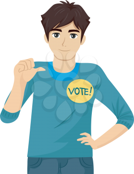 Illustration of a Teenage Student Council Candidate Promoting Himself