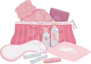 Illustration of a Complete Puberty Kit for Teenage Girls