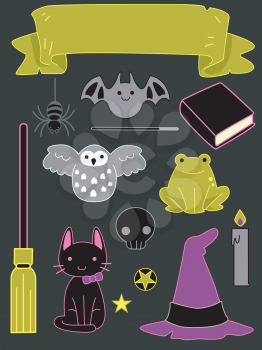 Illustration of Ready to Print Stickers with a Halloween Theme
