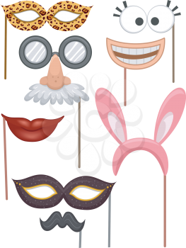 Illustration Featuring Props Commonly Used in Photobooths