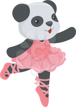 Illustration of a Cute Panda Wearing a Ballet Costume