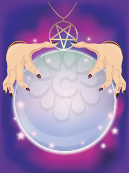 Illustration of a Fortune Teller Using a Crystal Ball to Predict the Future