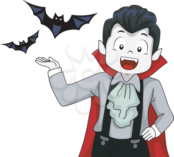 Illustration of a Little Vampire Presenting His Familiar Spirits