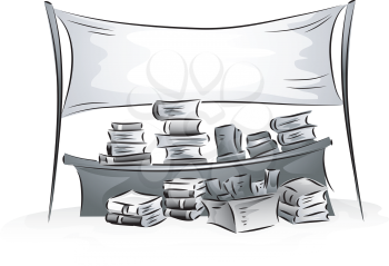 Banner Illustration of a Bazaar Selling a Wide Assortment of Books