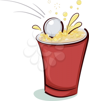 Illustration of a Ping Pong Ball Falling Right into a Cup