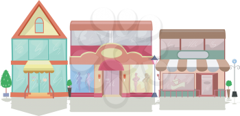 Colorful Illustration Featuring Store Facades with Different Designs