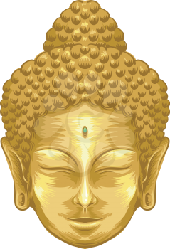Illustration Featuring the Face of a Golden Buddha