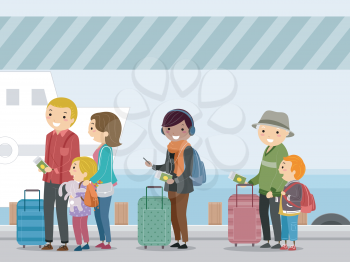 Illustration of Passengers Waiting to Board a Ship
