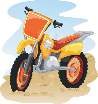 Illustration of a Motocross Bike in the Middle of a Dusty Road