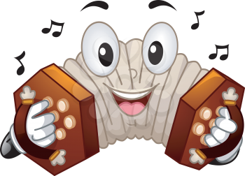 Mascot Illustration of a Concertina Pressing its Buttons