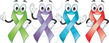 Mascot Illustration of Ribbons promoting awareness